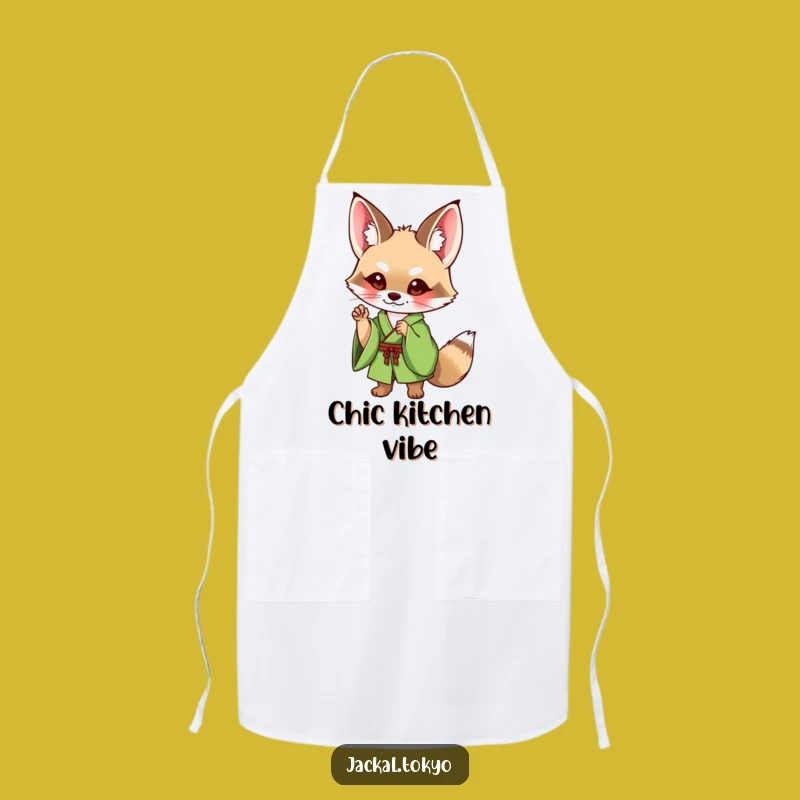 Funny Jackal Kimono Apron: Cute Pose Kitchenware, Perfect Humorous Chef Gift