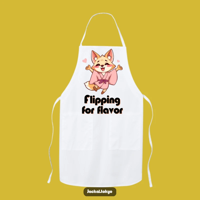 Funny Jackal Kimono Apron: Happy Chef’s Leap, Joyful Cooking Gift