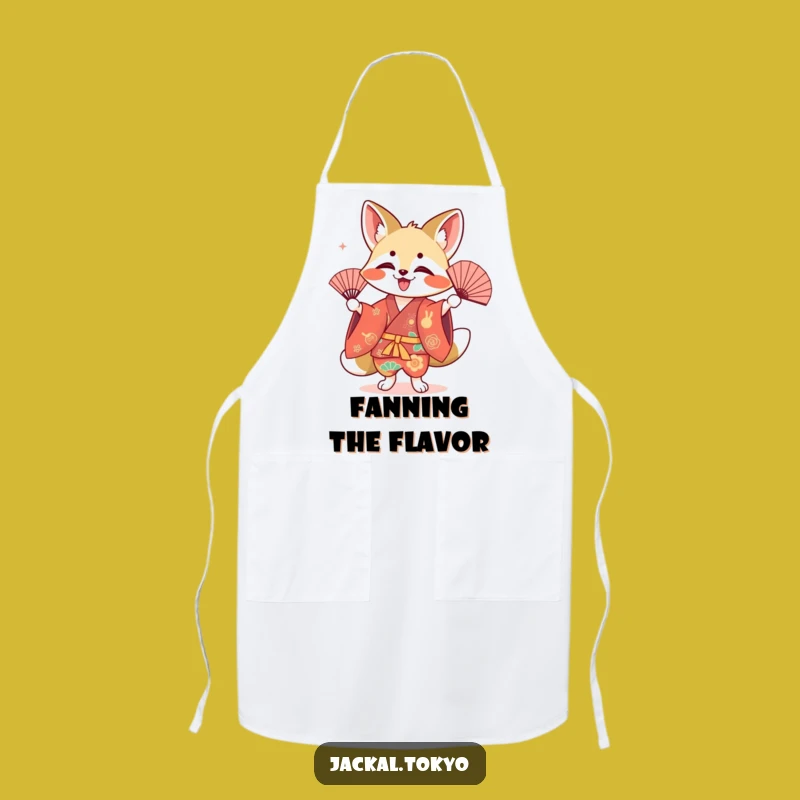 Funny Kawaii Jackal Fan Dance Apron: Cook with Cultural Flair!