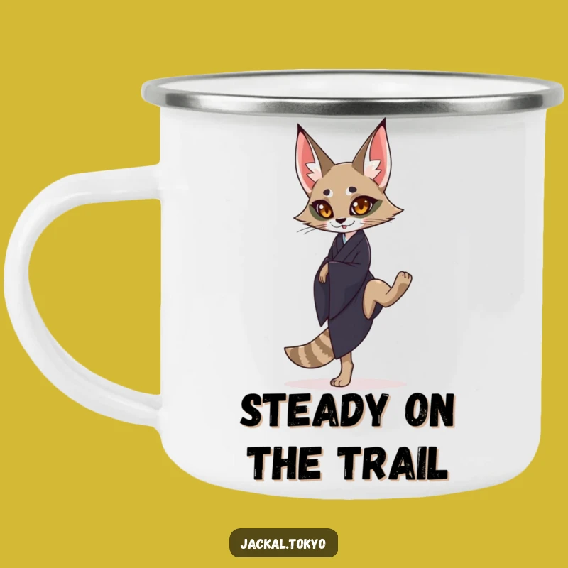 Funny Jackal Kimono Camping Mug: Graceful Balance Drinkware, Elegant Gift