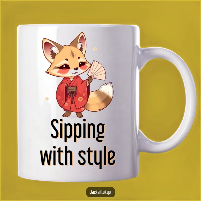 Funny Jackal Fan Kimono Mug - Elegant Performance Art Gift