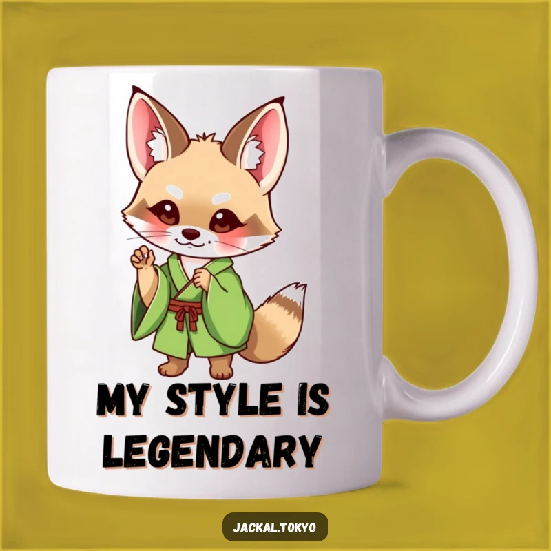 Funny Jackal Kimono Mug: Adorable Geometric Pose, Perfect Cute Animal Gift