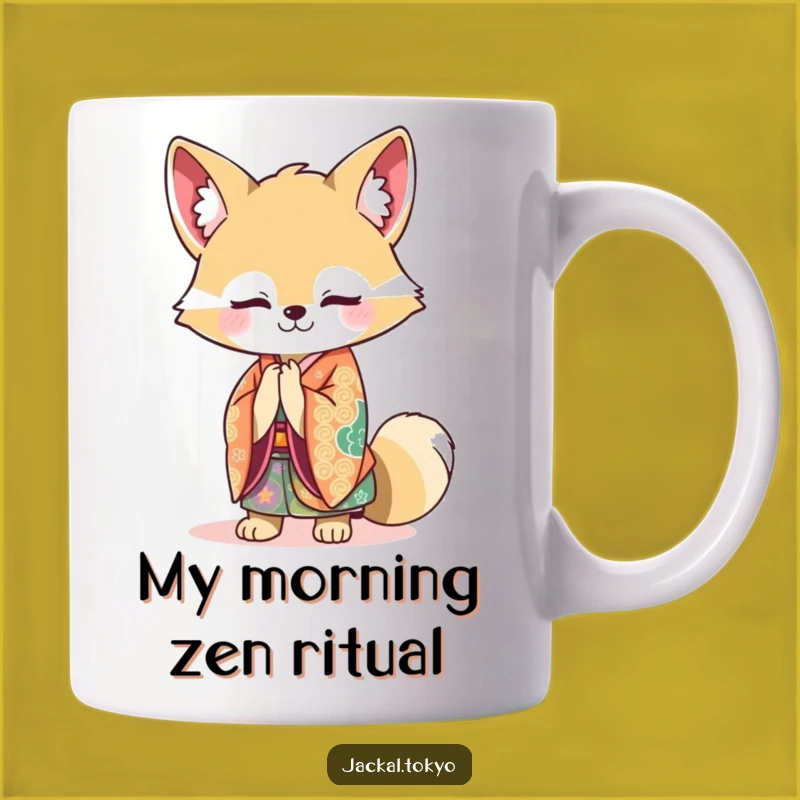 Funny Kawaii Jackal Kimono Mug: Graceful Bowing, Perfect Funny Gift for Art Lovers