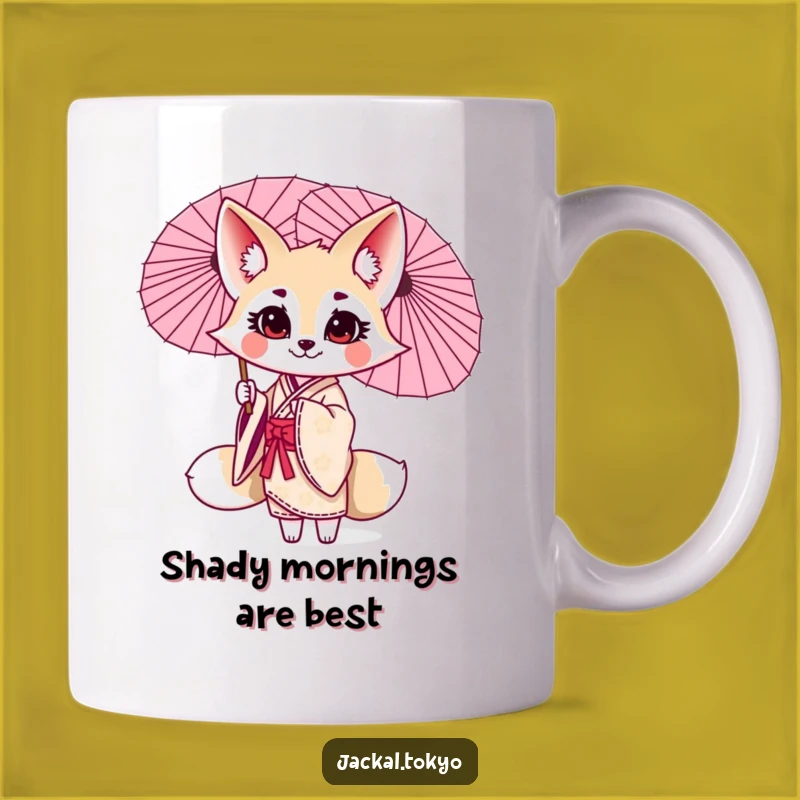 Funny Kawaii Jackal Parasol Twirl Mug: Elegant & Hilarious Japanese Inspired Gift