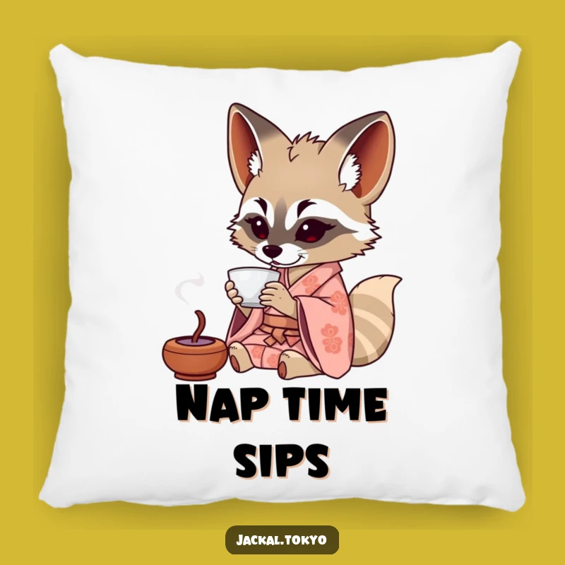 Funny Jackal Tea Pillow: Patterned Kimono Comfort, Perfect Humorous Decor Gift