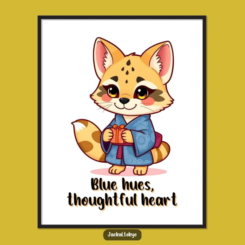 Funny Jackal Kimono Digital Art Print: Charming Gift Artwork, Instant Gift