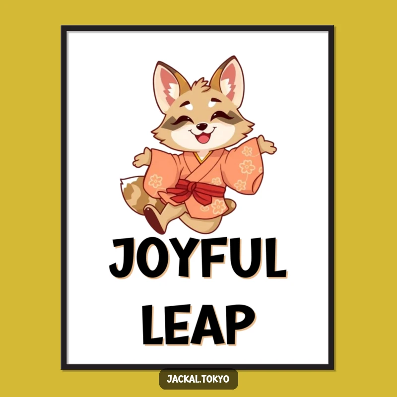 Funny Jackal Leaping Kimono Digital Art - Energetic Decor, Gift