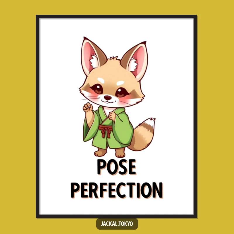 Funny Jackal Kimono Digital Art: Cute Pose Print, Perfect Humorous Decor Gift