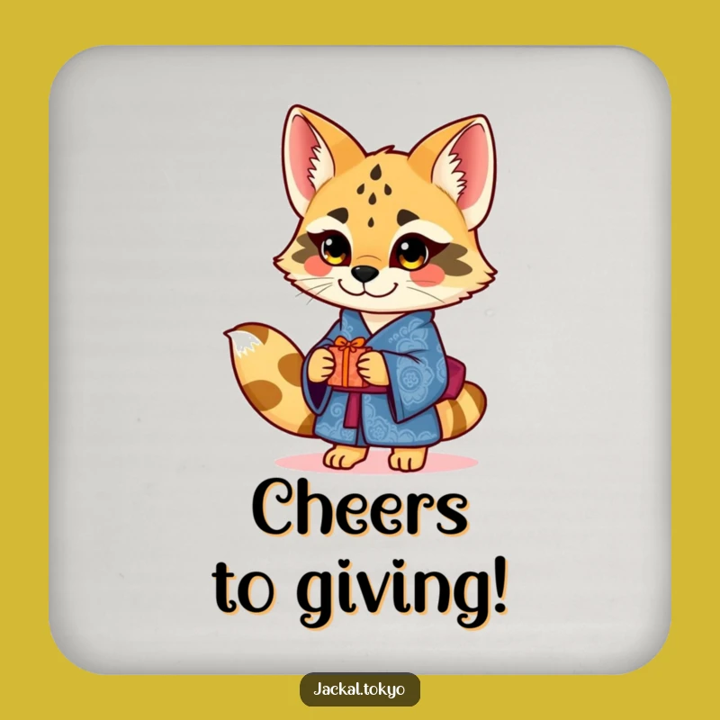 Funny Jackal Kimono Coasters (Set of 4): Charming Gift, Thoughtful Protection