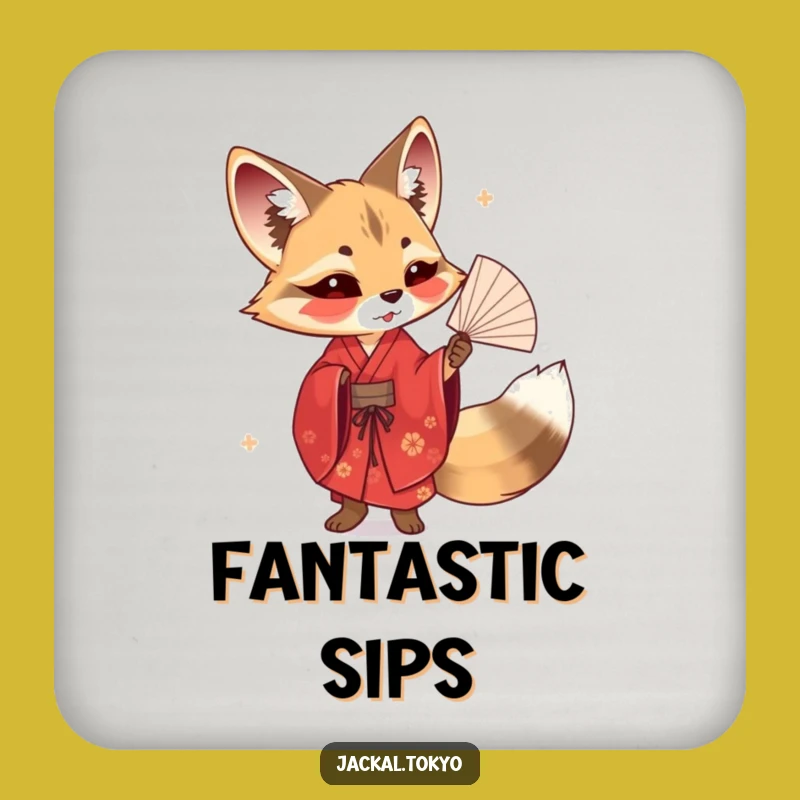 Funny Jackal Fan Kimono Drink Coaster - Protect Surfaces with Elegant Flair Gift