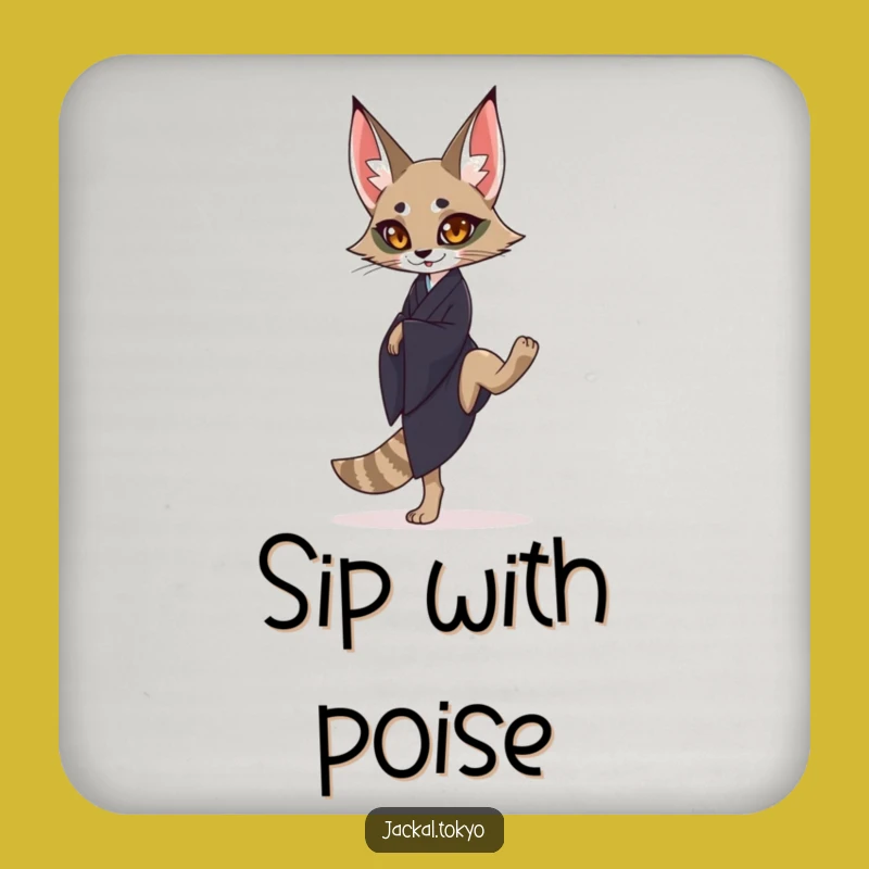 Funny Jackal Kimono Coasters (Set of 4): Graceful Balance, Elegant Gift