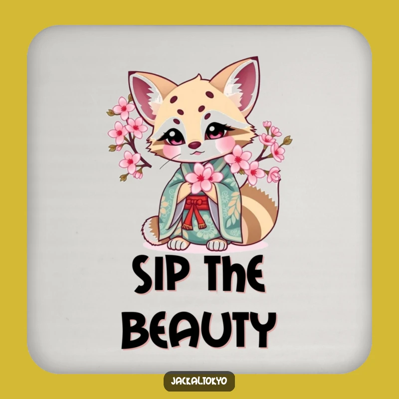 Funny Kawaii Jackal Blossom Coaster Set: Floral Protection, Perfect Funny Gift