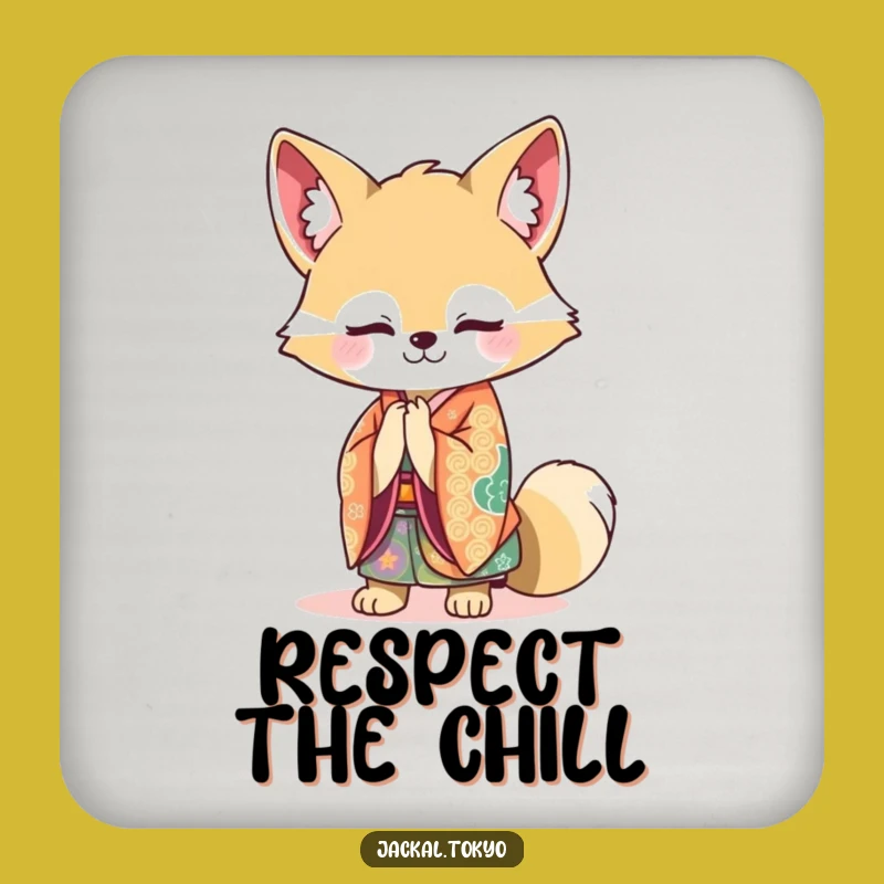 Funny Kawaii Jackal Kimono Coaster Set: Elegant Protection, Perfect Funny Gift