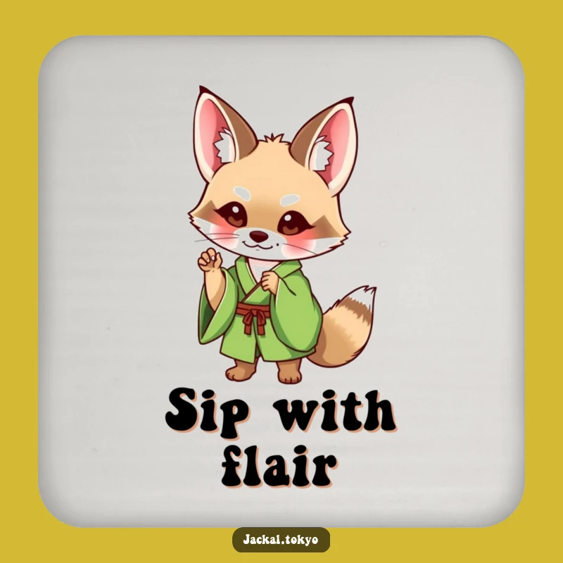 Funny Jackal Kimono Coaster: Cute Pose Table Protector, Perfect Humorous Gift Set