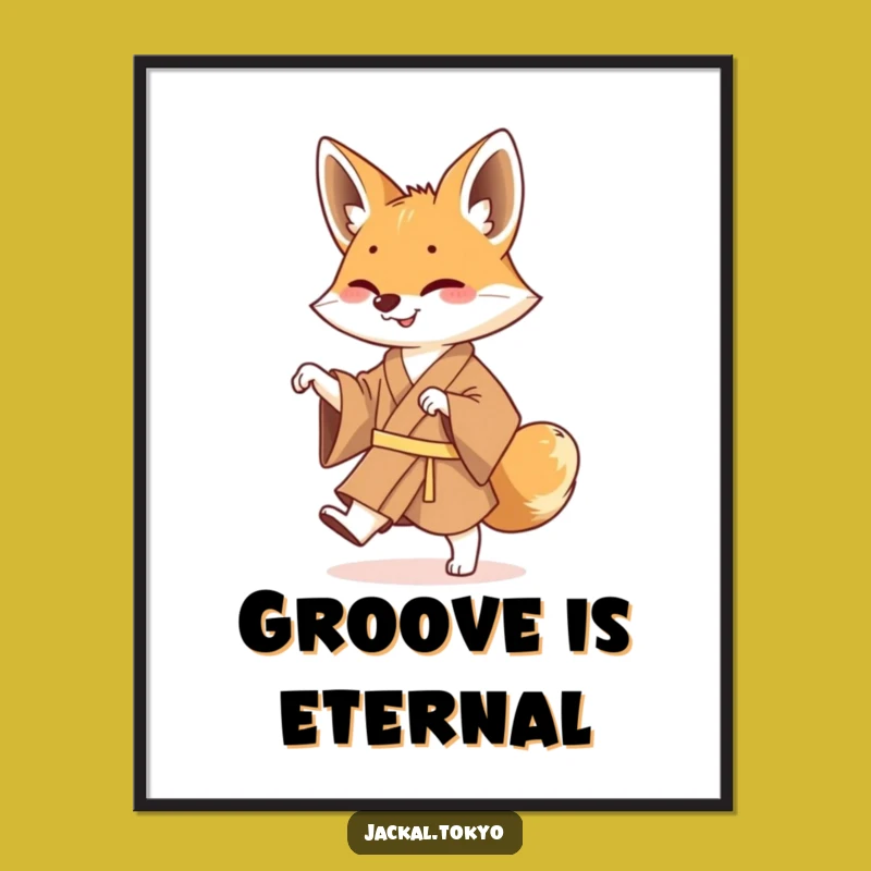 Funny Jackal Kimono Dance Poster: Vibrant Wall Art for Joyful Homes