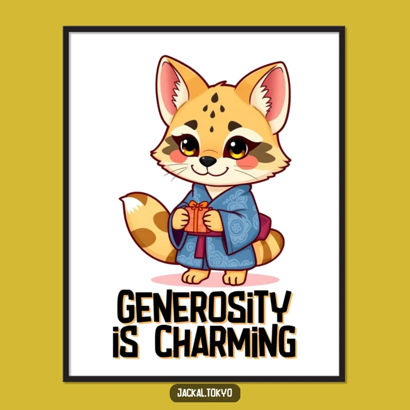 Funny Jackal Kimono Poster: Charming Gift Art, Thoughtful Wall Decor Gift