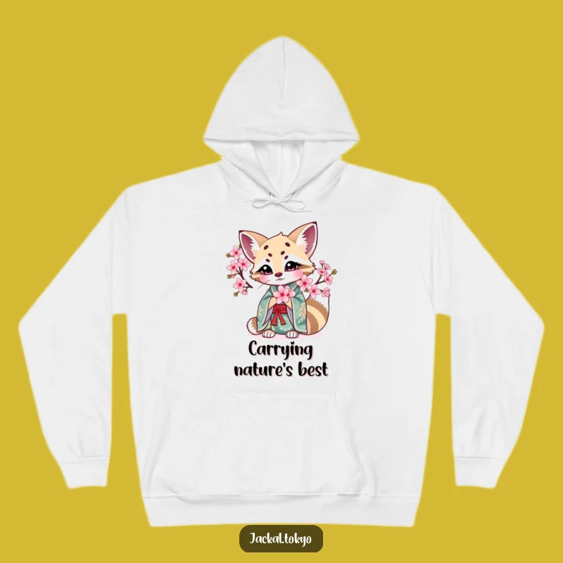 Cozy Funny Kawaii Jackal Blossom Hoodie: Elegant Comfort, Cherished Funny Gift