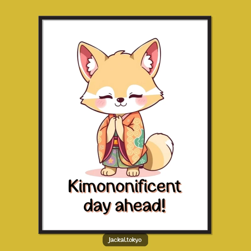Free Printable Kawaii Jackal Kimono Art - Funny Downloadable Wall Decor