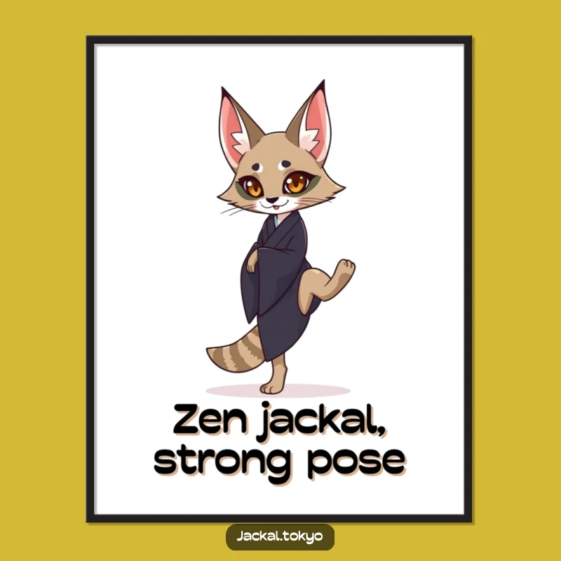 Funny Free Printable Wall Art: Jackal Dark Kimono Balance Downloadable Decor for Serene Spaces