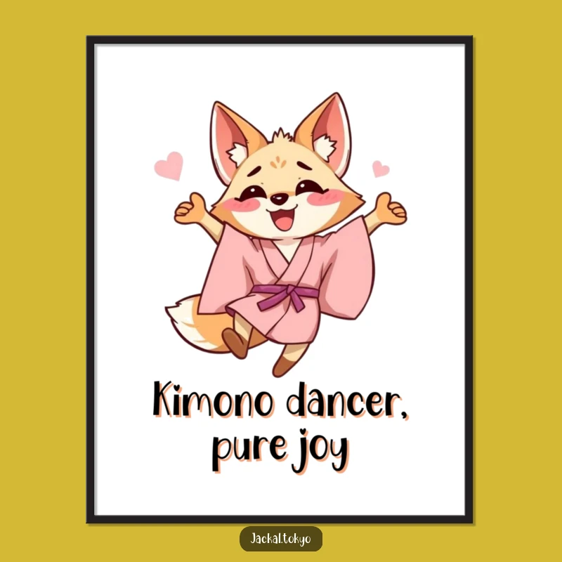Funny Free Printable Wall Art: Jackal Pink Kimono Leap Downloadable Decor for Joyful Spaces