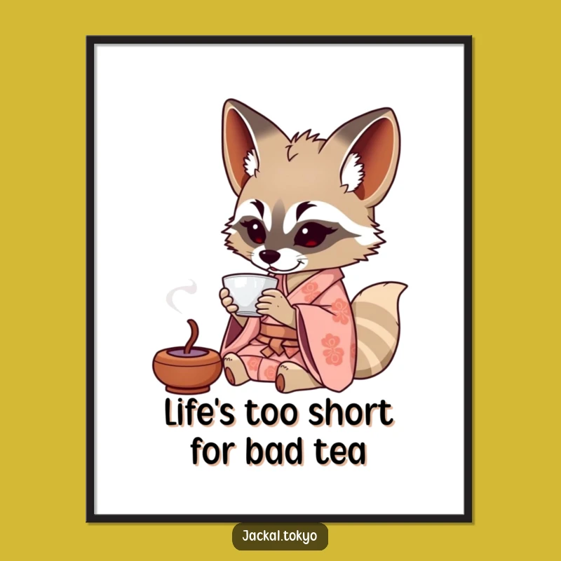 Free Printable Jackal Tea Time Wall Art - Funny Downloadable Art for Cozy Spaces