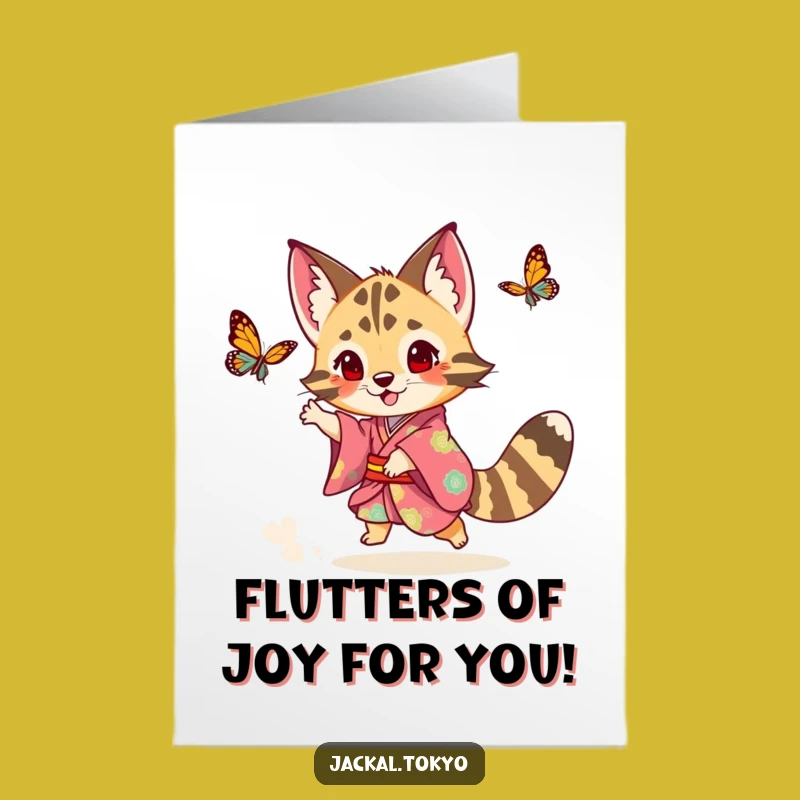Free Printable Congrats Card: Jackal Kimono Butterfly Chase Funny Downloadable Gift