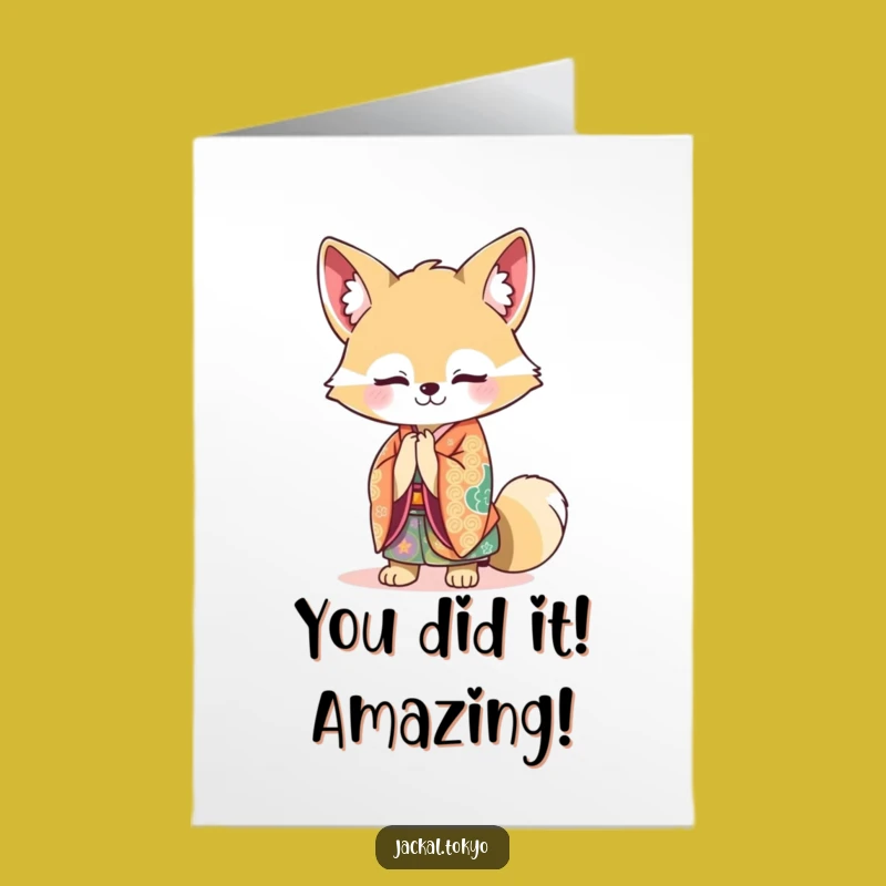 Free Printable Kawaii Jackal Kimono Congrats Card - Funny Downloadable Gift