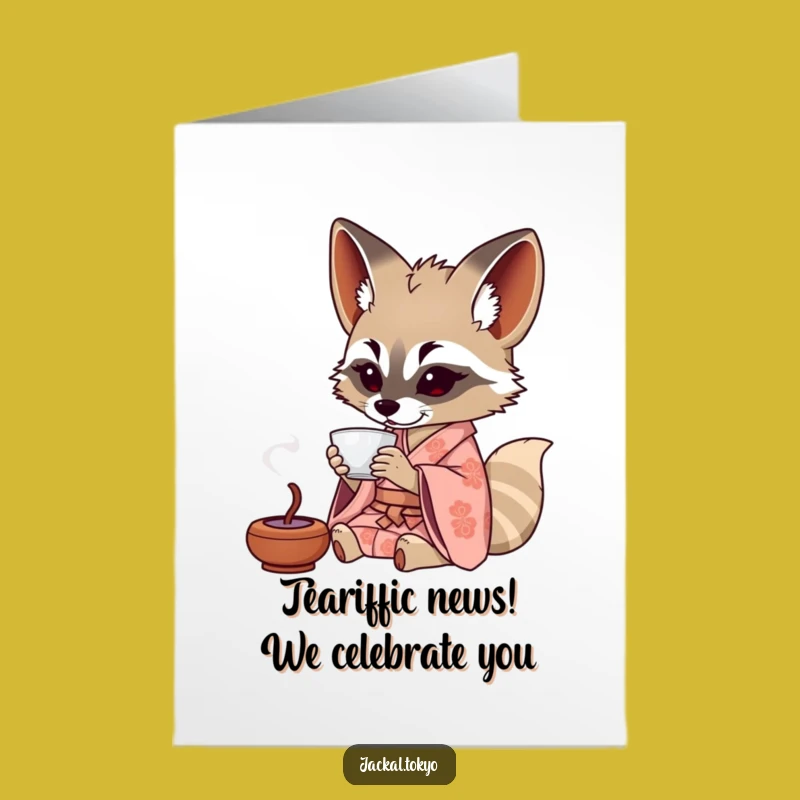 Free Printable Jackal Tea Time Congrats Card - Unique Downloadable Greeting for Peaceful Success