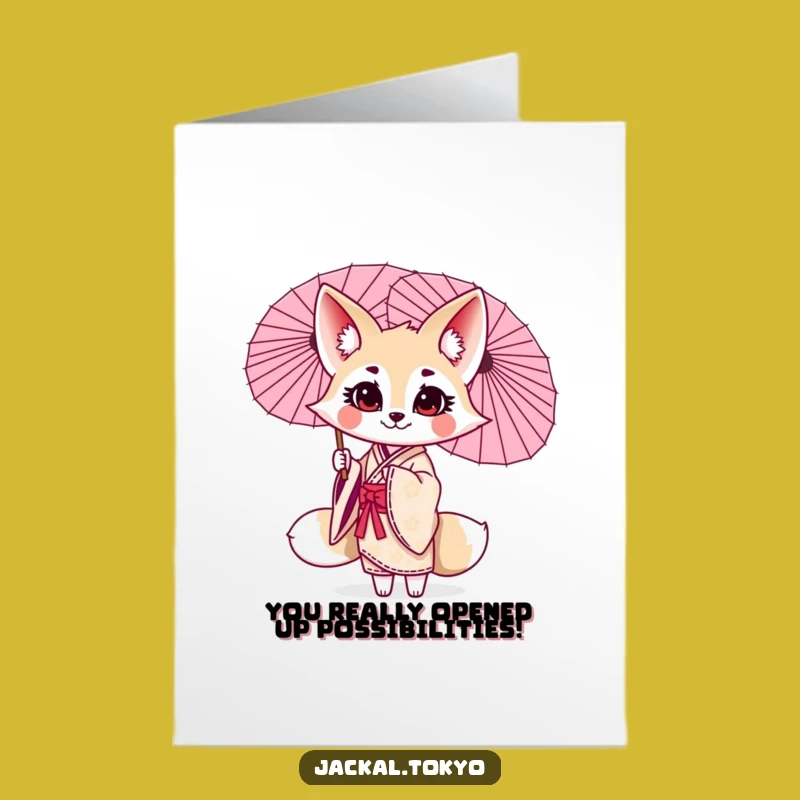 Free Printable Congratulations Card: Jackal Parasol Twirl, Funny Downloadable Gift