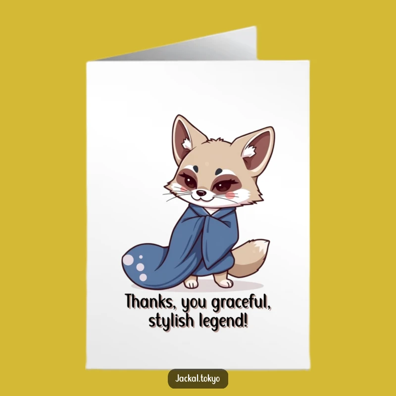 Free Printable Thank You Card: Kawaii Jackal Bowing Funny Downloadable Appreciation Gift