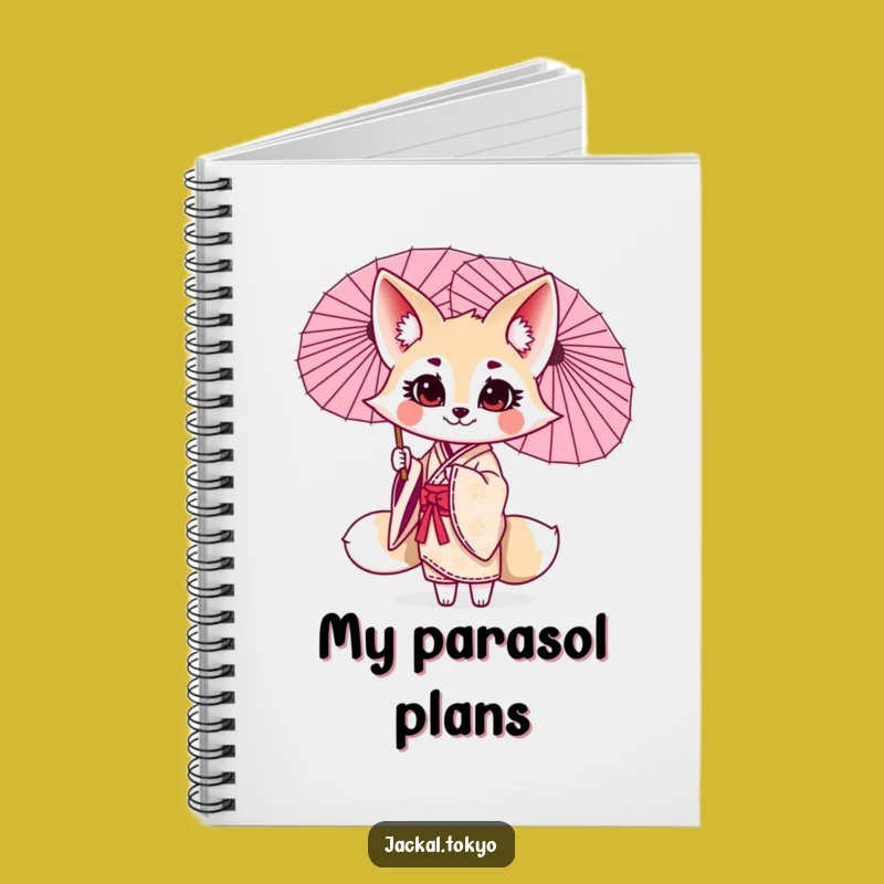 Funny Kawaii Jackal Parasol Twirl Notebook: Capture Ideas with Elegant Flair