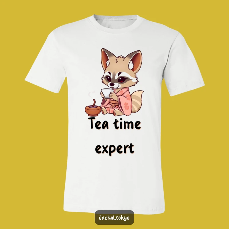 Funny Jackal Tea T-Shirt: Patterned Kimono Sips, Perfect Humorous Apparel Gift
