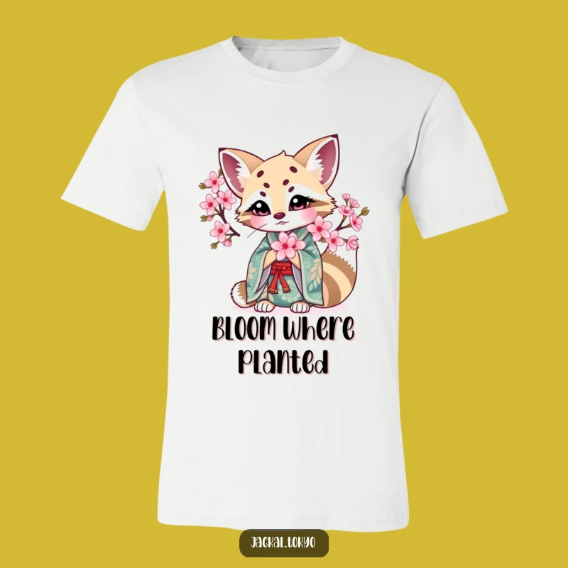 Funny Kawaii Jackal Blossom T-Shirt: Intricate Kimono, Beautiful Funny Gift