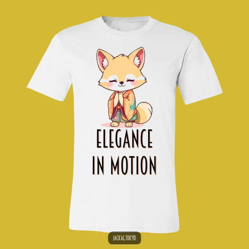 Funny Kawaii Jackal Kimono T-Shirt: Graceful Bow, Hilarious Gift for Anime Fans