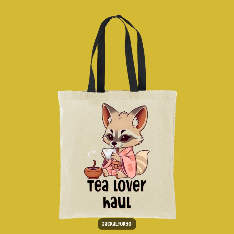 Funny Jackal Tea Tote Bag: Patterned Kimono Accessory, Perfect Humorous Gift