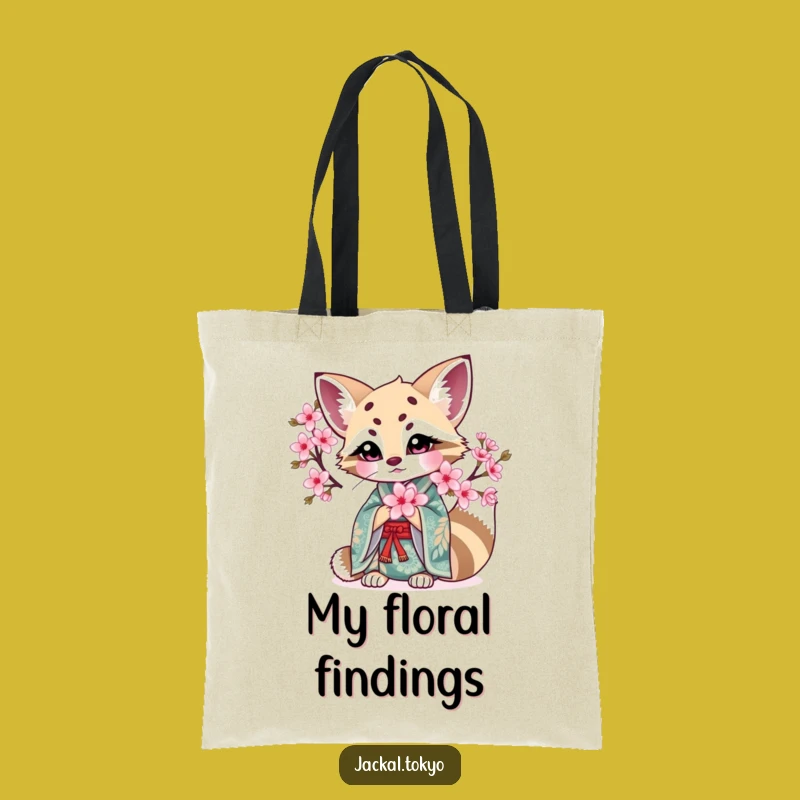 Funny Kawaii Jackal Blossom Tote Bag: Floral Carryall, Ideal Funny Gift